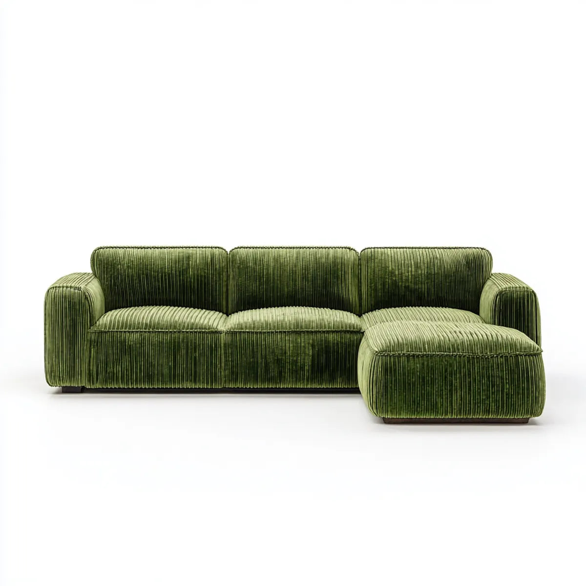 Sofa narożna z oliwkowym zielonym rekamierem 260 x 160 x 78 cm poliestrowy sznur kształt litery L