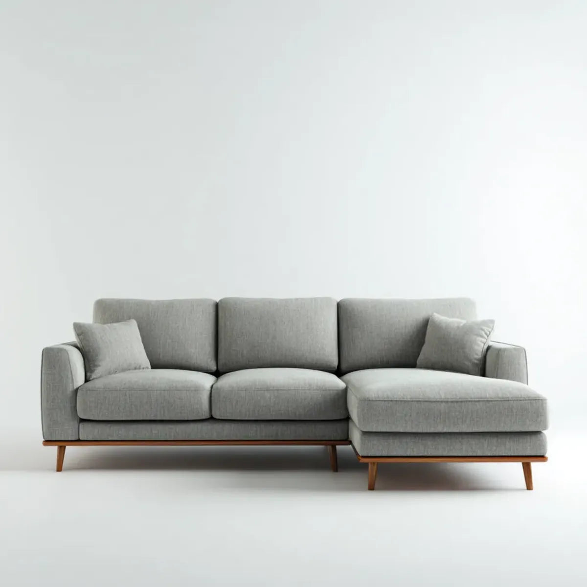 Sofa, Kanapa narożna z prawego rekameru szarego 260 x 160 x 85 cm tapicerka poliestrowa prostokątna