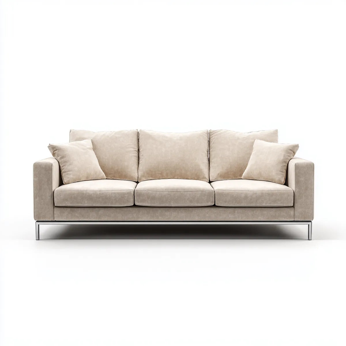 Sofa, 3- fotela Beżowa 230 x 95 x 85 cm poliester włącznie prostokątna