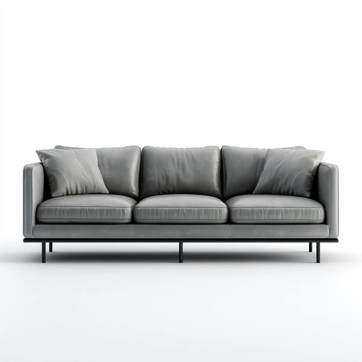 sofa 3-osobowa szara wykonana ze sztucznej skóry PU ze stalowych nóg zaledwie 220 x 90 x 85 cm