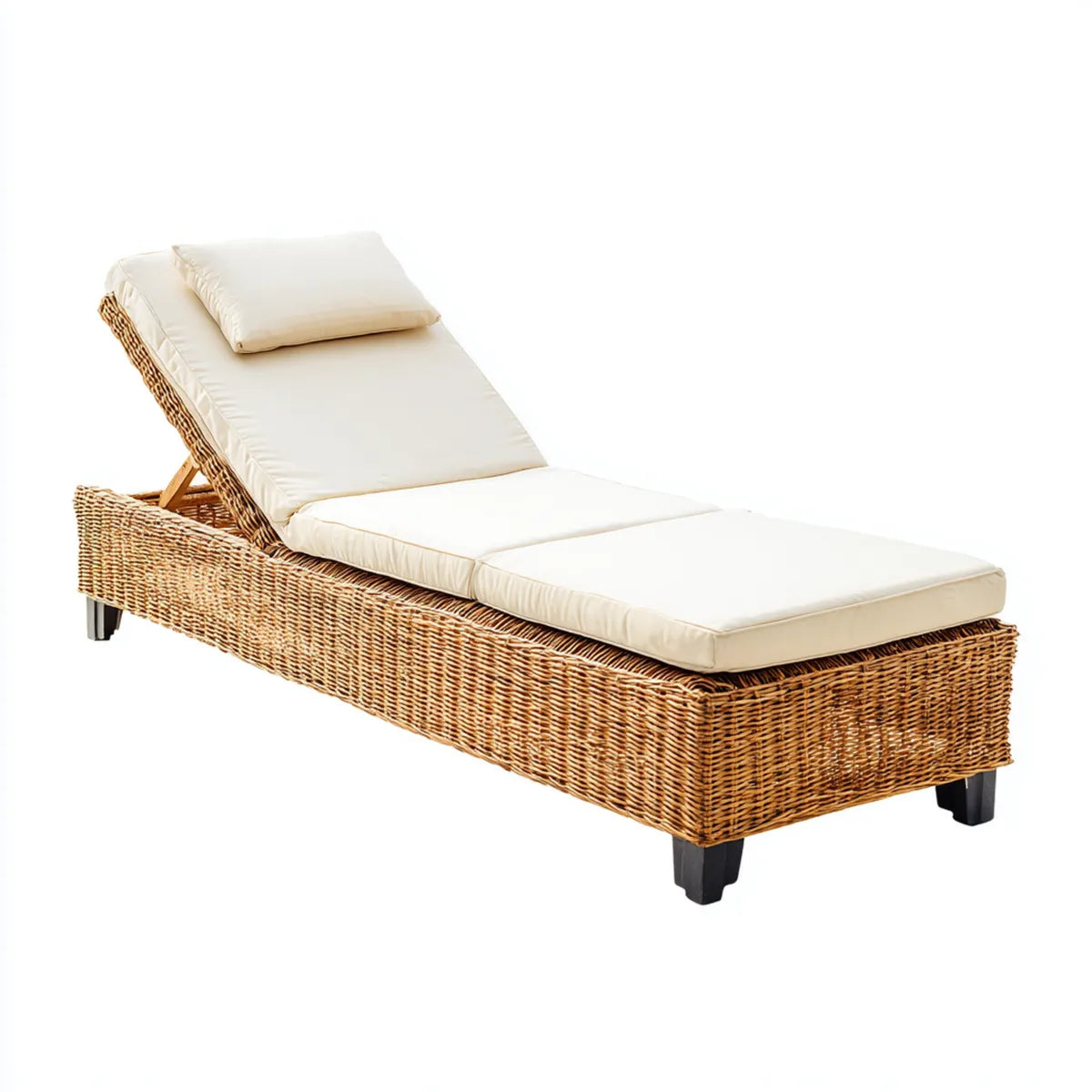 Leżanka ogrodowa, Ogrodowy salon rattan naturalna z kolorowych poduszek poliestrowych prostokątne 200 x 70 x 35 cm