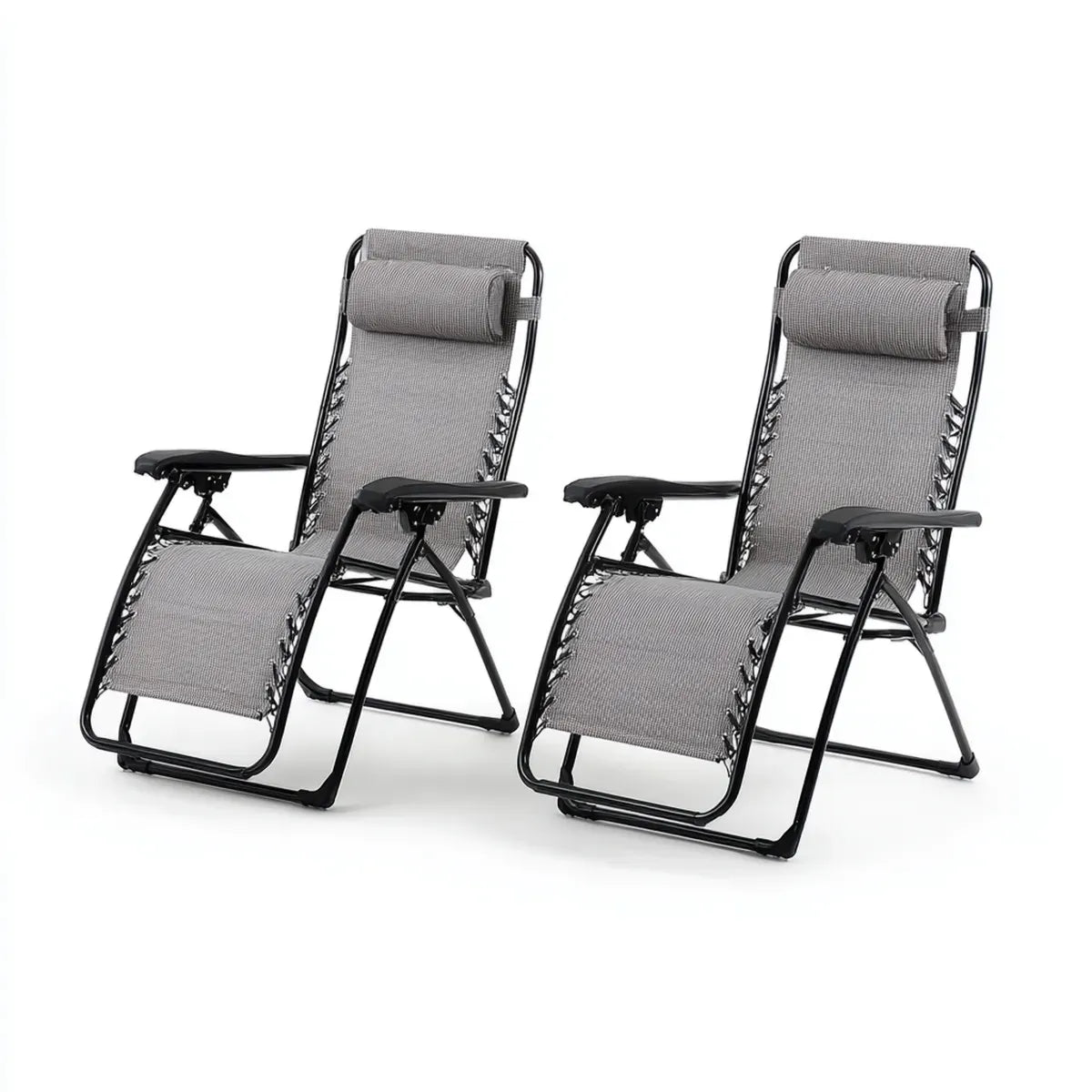 Leżanka ogrodowa, Zestaw Zero Grawitacji Relax Bed szary czarny 165 x 65 x 112 cm Stalowy poliester prostokątna