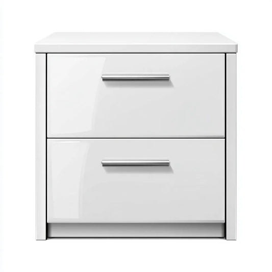 Szafka nocna, Biała stół nocny MDF 2 szuflady w lakierowanym MDF 50 x 40 x 50 cm
