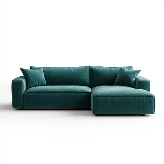 Sofa, Kanapa narożna z recyrkulatorami prawa Benzyna 260 x 165 cm aksamit z poliestru