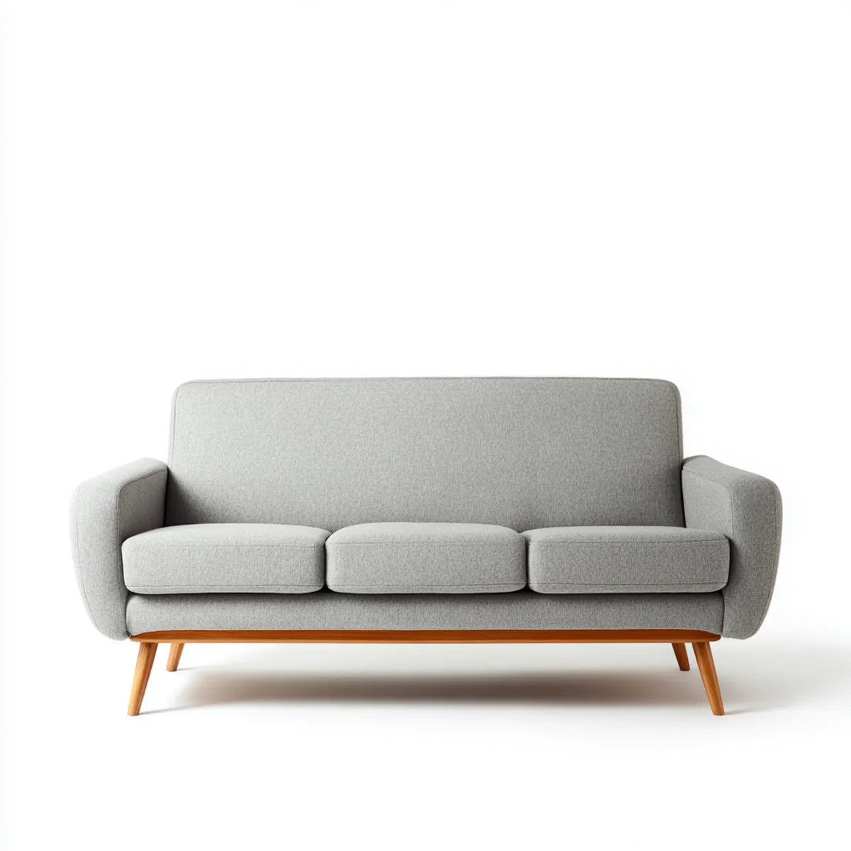 Sofa, 3- fotela sofa jasnoszary 200 x 85 x 85 cm poliester z litych nóg drewnianych prostokątne