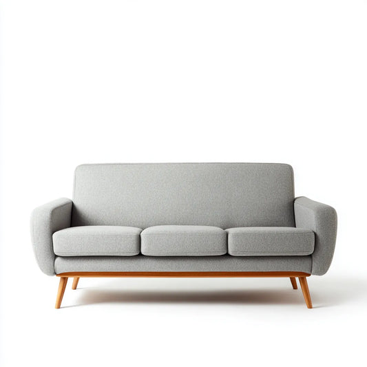 Sofa, 3- fotela sofa jasnoszary 200 x 85 x 85 cm poliester z litych nóg drewnianych prostokątne