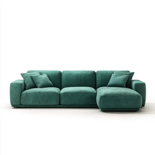 Sofa, Kanapa narożna z prawego rekameru zielony 280 x 170 x 72 cm poliestrowy sznur kształt L