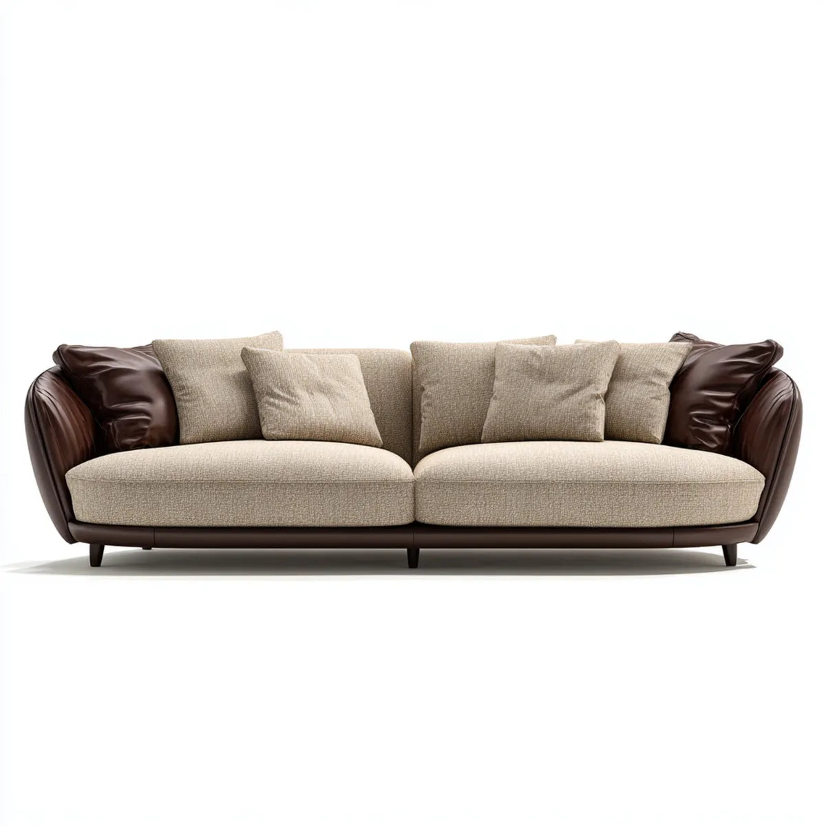 Sofa, 3- fotela Brązowy Beige 230 x 95 x 82 cm z pokrywą PU i tapicerką poliestrową proste
