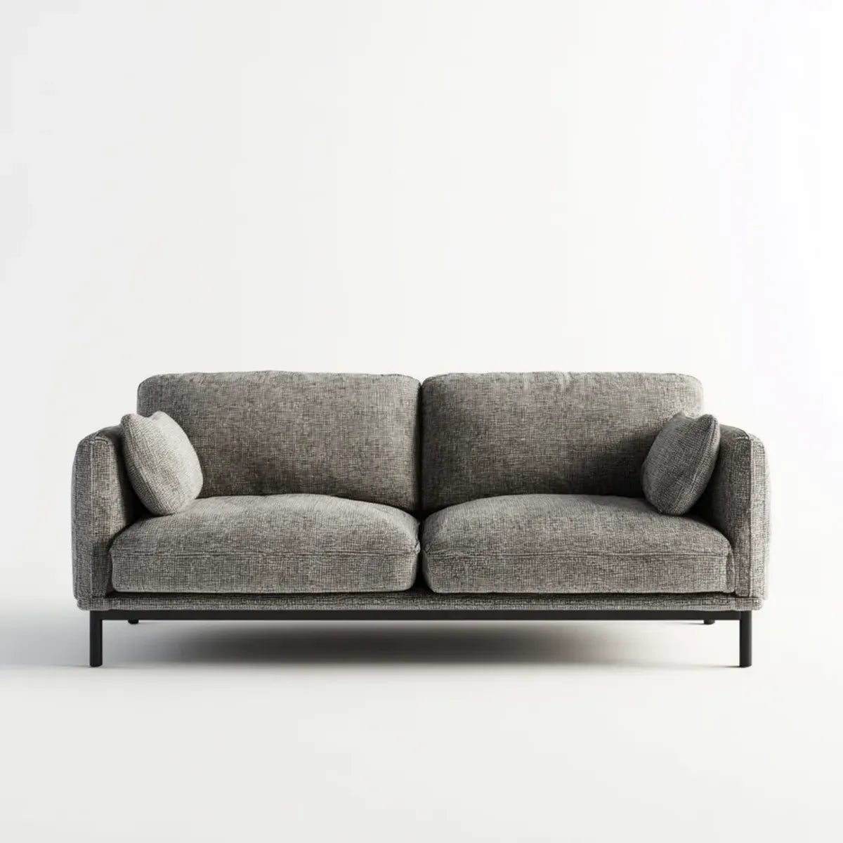 Sofa, Szara sofa z tapicerką poliestrową prostokątną 180 x 85 x 82 cm