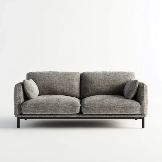 Sofa, Szara sofa z tapicerką poliestrową prostokątną 180 x 85 x 82 cm