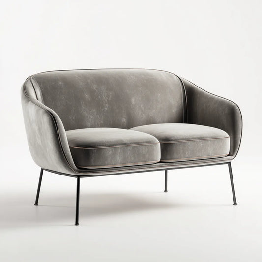 Sofa, 2-fotelikowa sofa szara 140 x 78 x 78 cm PU- sztuczny prostokątna