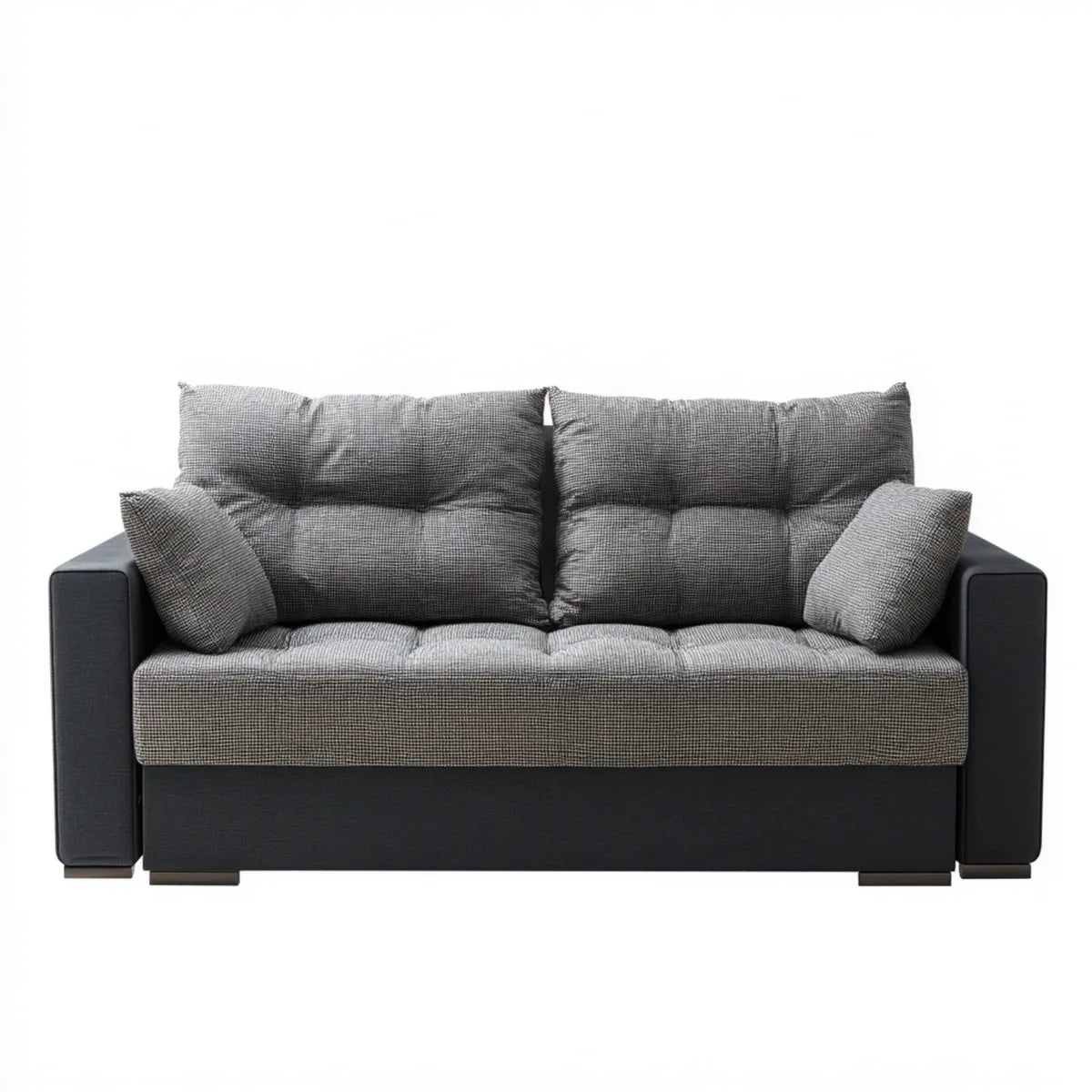 sofa 2-osobowa Szara czarny 160 x 90 x 85 cm tapicerka poliestrowa prostokątna