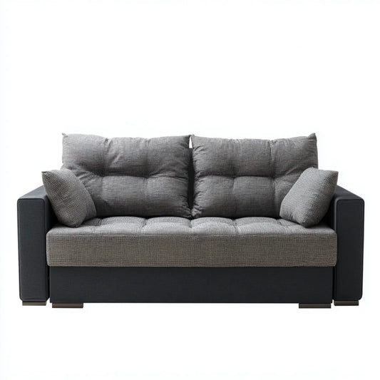 sofa 2-osobowa Szara czarny 160 x 90 x 85 cm tapicerka poliestrowa prostokątna