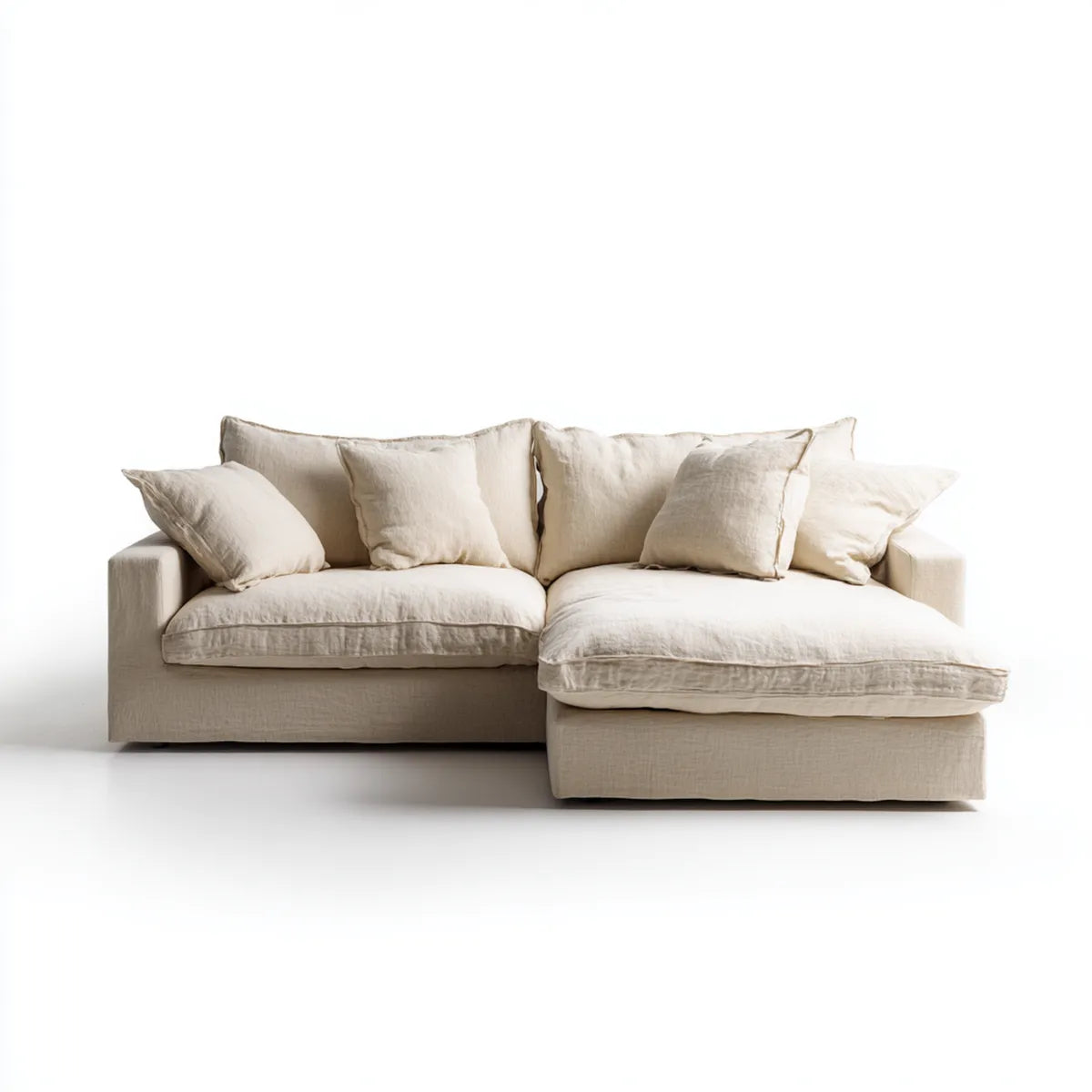 Sofa, Kanapa narożna z profilem L szezlongiem beige 250 x 160 x 85 cm