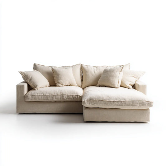 Sofa, Kanapa narożna z profilem L szezlongiem beige 250 x 160 x 85 cm