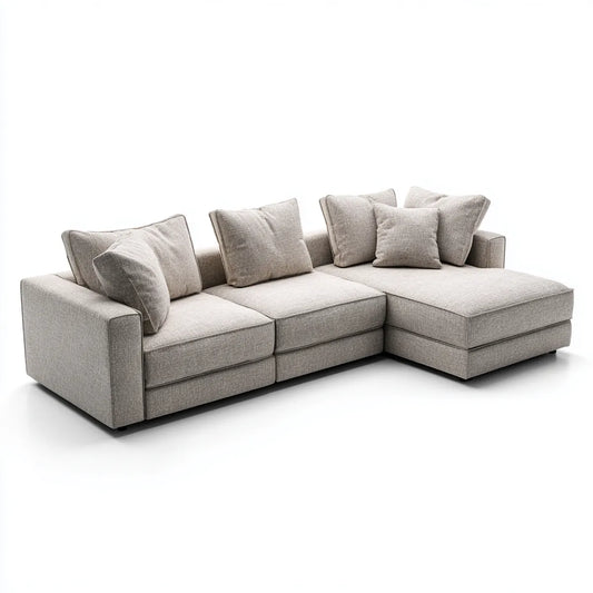 Sofa, Kanapa narożna z jasnoszarym dzbankiem 280 x 170 x 85 cm poliestrowy kształt L