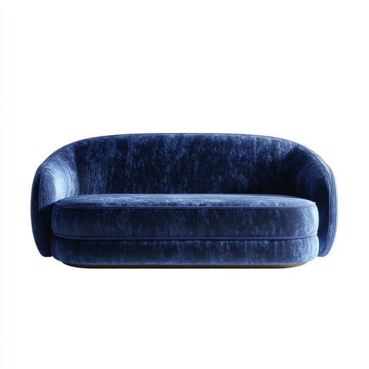 Sofa, 2-fotela granatowy 180 x 92 x 76 cm poliester aksamit zaokrąglony kształt