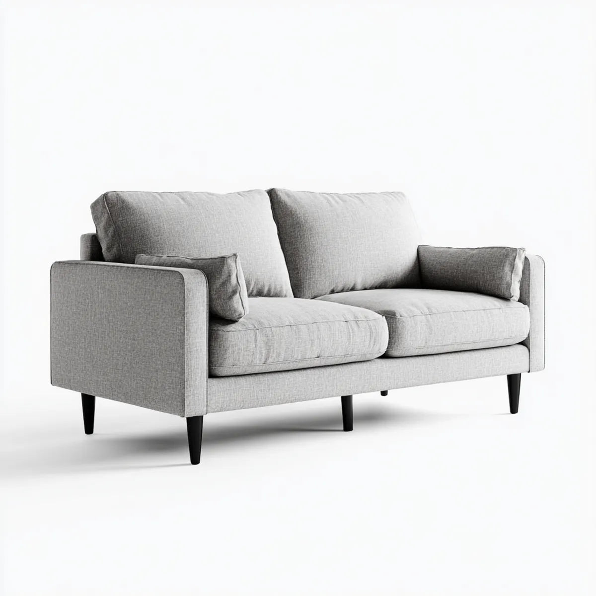Sofa, 2-fotela fotelik jasny szary 180 x 90 x 85 cm poliester kształt prosty