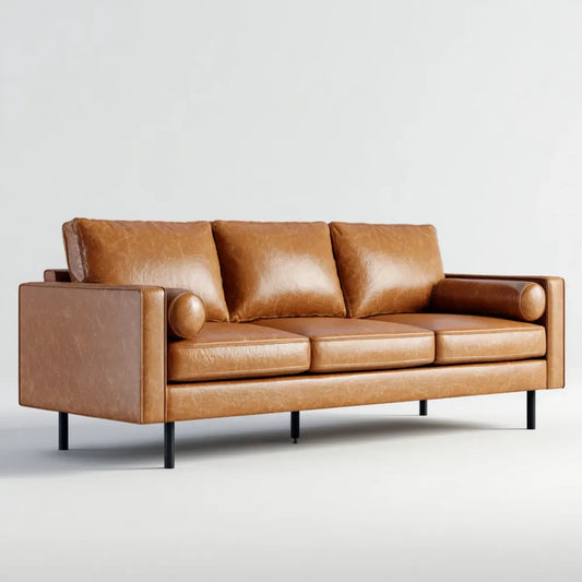 Sofa, 3- fotela Cognacbraun 220 x 90 x 86 cm PU- Sztuczna skóra prostokątna