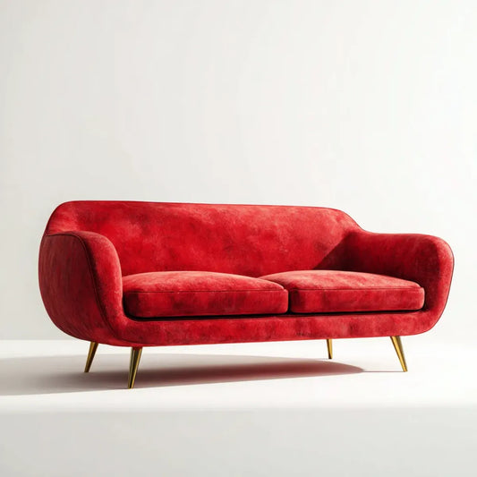 Sofa, 2-fotelowa sofa Red 180 x 85 x 78 cm poliestrowy aksamit z zaokrąglonymi podłokietnikami