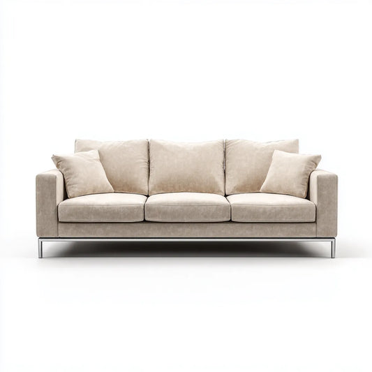 Sofa, 3- fotela Beżowa 230 x 95 x 85 cm poliester włącznie prostokątna