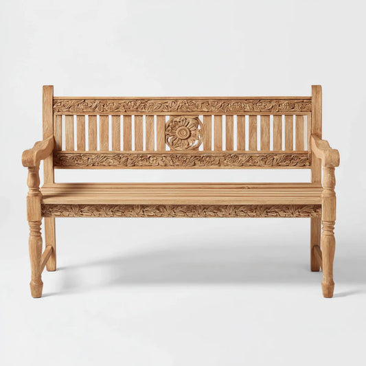 Ławka ogrodowa 2-osobowa naturalna 120 x 60 x 100 cm Drewno mango masywne prostokątne