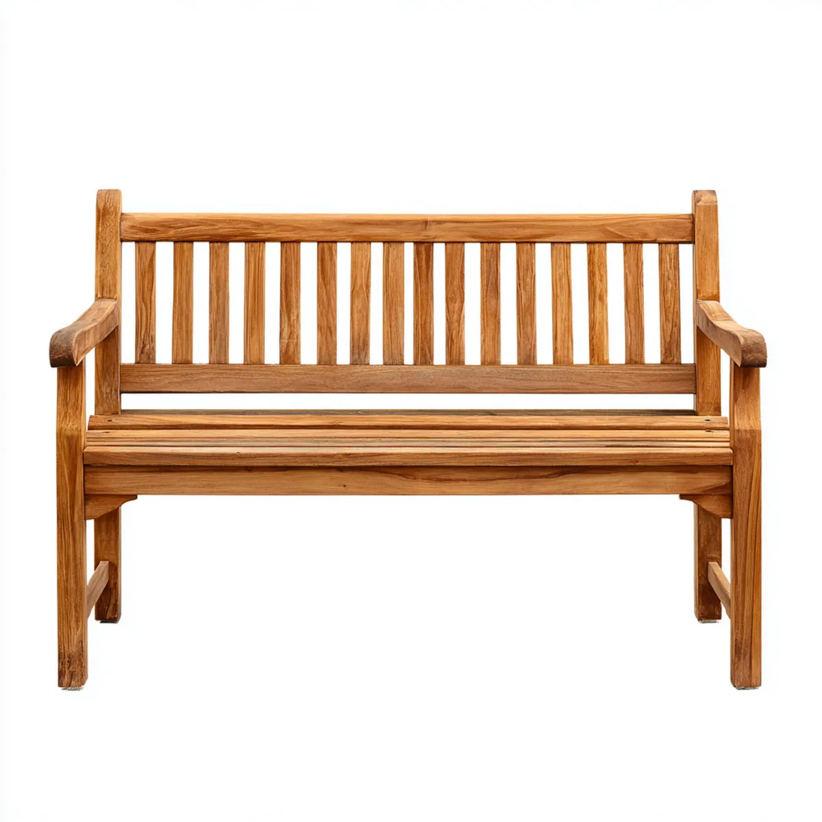 Ławka ogrodowa z naturalnymi brązowymi podpórkami 120 x 60 x 90 cm z prostokątnym tekiem