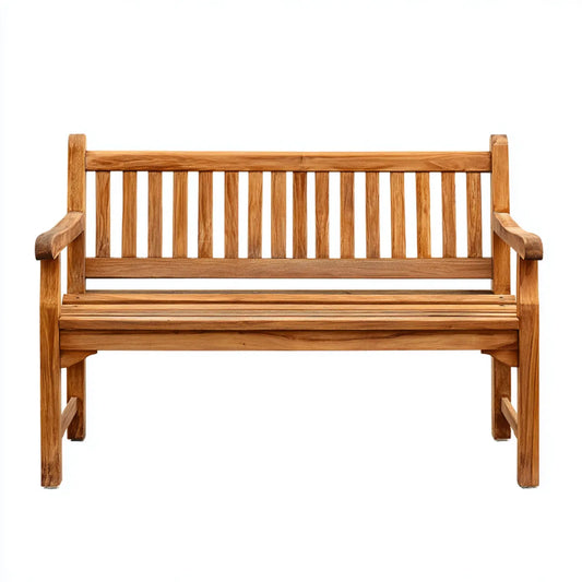 Ławka ogrodowa z naturalnymi brązowymi podpórkami 120 x 60 x 90 cm z prostokątnym tekiem