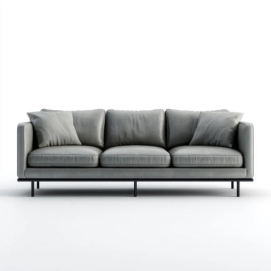 sofa 3-osobowa szara wykonana ze sztucznej skóry PU ze stalowych nóg zaledwie 220 x 90 x 85 cm