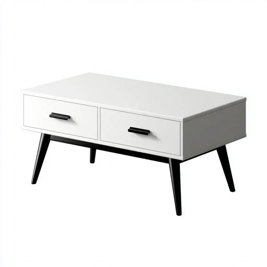 Stolik kawowy, Czarny i biały prostokątny stolik do kawy 100 x 50 x 45 cm MDF z 2 szufladami