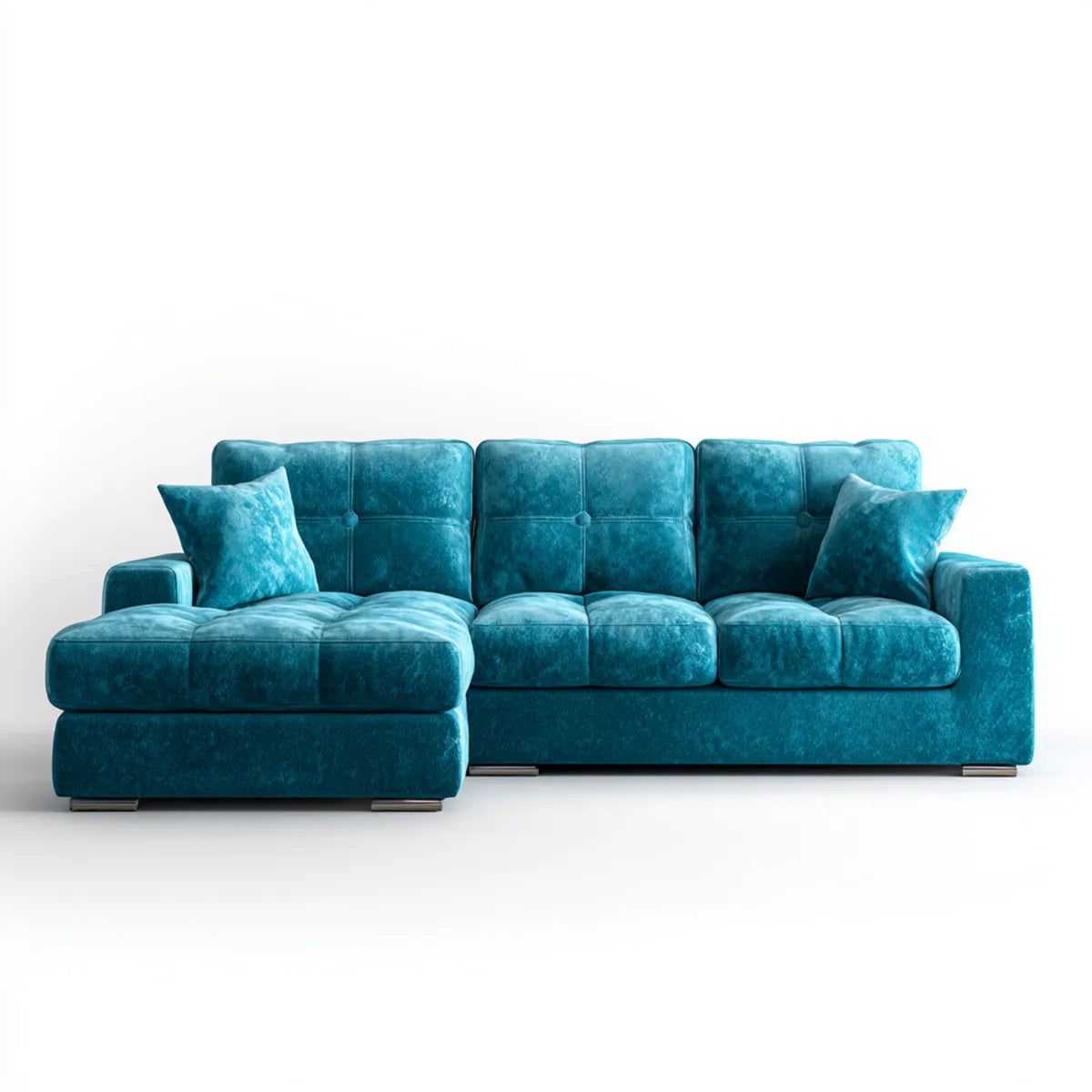Sofa, narożna sofa z lewym rekamerem Benzyna 290 x 165 x 85 cm poliestrowy aksamit kształt litery L
