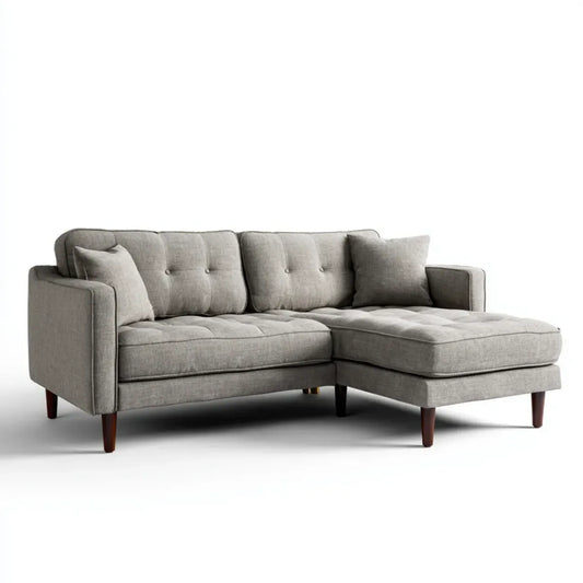 Sofa, Kanapa narożna z szarym dzbankiem 220 x 150 x 85 cm poliestrowy kształt L