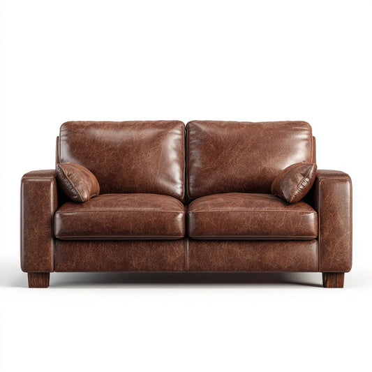 sofa 2-osobowa brązowa ze sztuczną pokrywą PU o kształcie prostokątnym 170 x 90 x 88 cm
