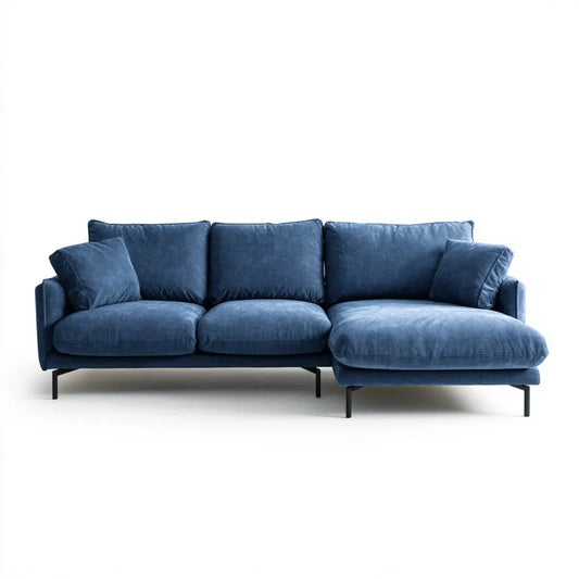 Sofa, Kanapa narożna z prawym recyrkulatorem Niebieski 250 x 160 x 85 cm poliester włącznie prostokątna