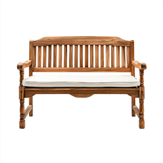 Ławka ogrodowa 2-fotelik Brązowy 120 x 62 x 91 cm z litego drewna acacia z poduszeczką z fotela kremowego