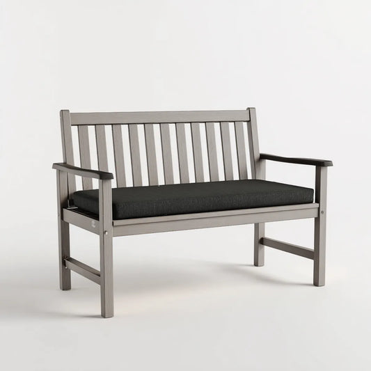 Ławka ogrodowa, 2-osobowa ławka ogrodowa szara 120 x 65 x 90 cm HDPE prostokątna z poduszką siedzenia