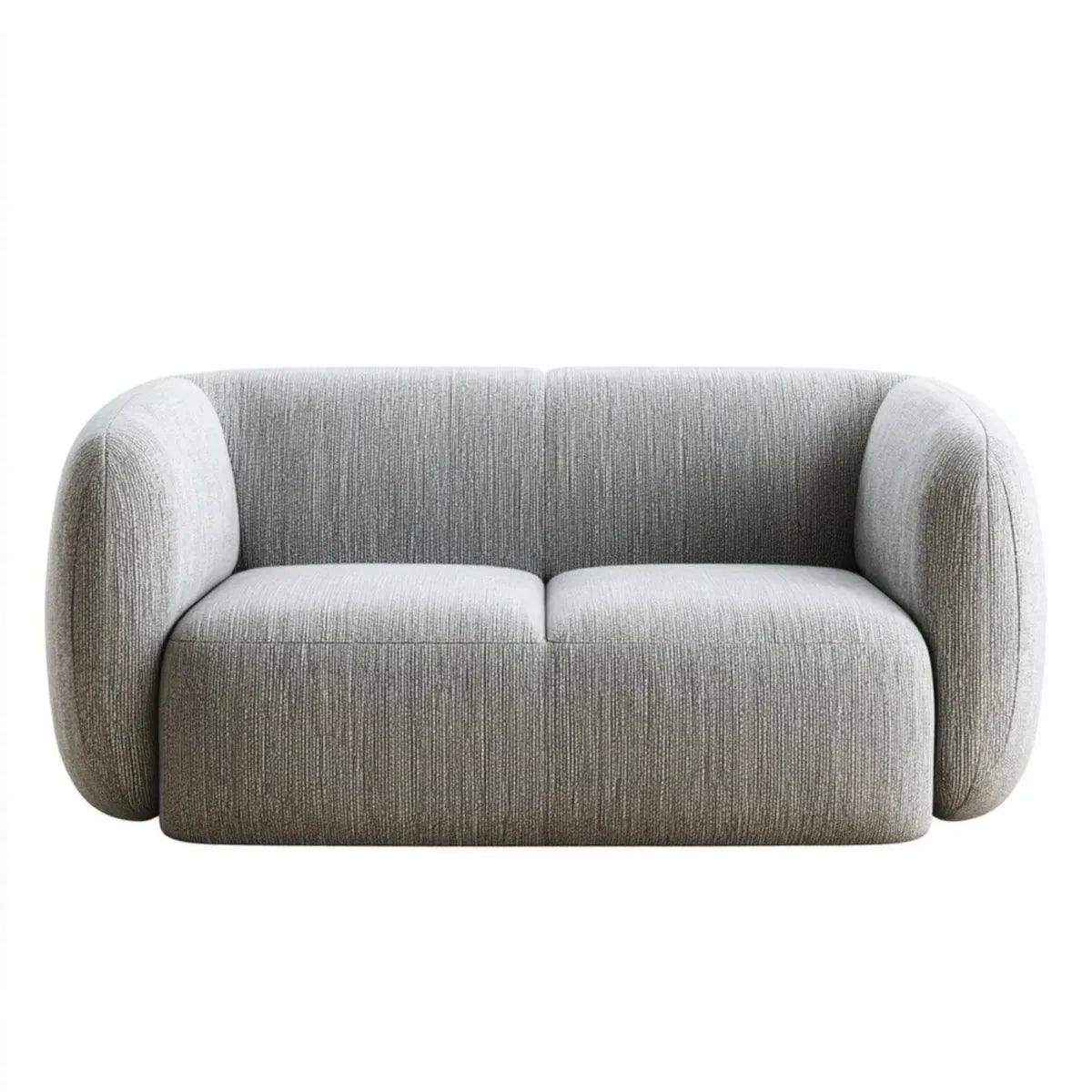Sofa, 2-fotela fotelik jasny szary 140 x 85 x 70 cm tapicerka poliestrowa z żebrem struktura zaokrąglony kształt