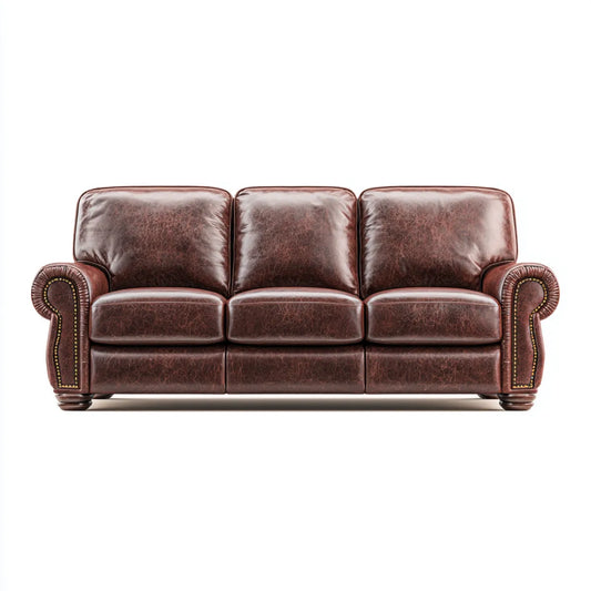 Sofa 3-osobowa ciemnobrązowa 218 x 95 x 92 cm ze sztuczną pokrywą ze skóry PU