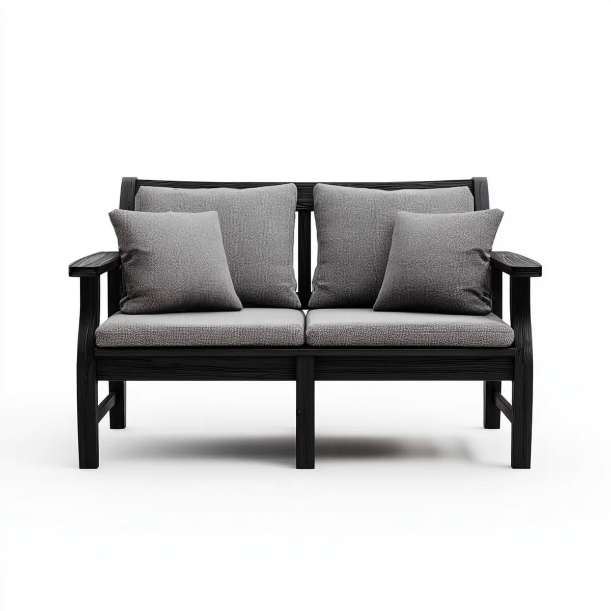 Sofa, 2-fotelikowa sofa szary czarny 140 x 78 x 78 cm z tapicerką poliestrową z litego drewna ramka prostokątna